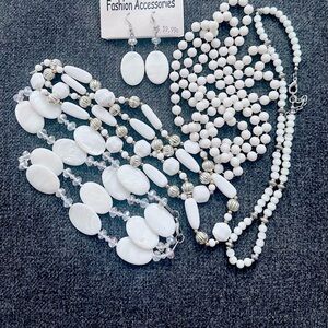 Lot of 5 Elegant White Beaded jewelry Set